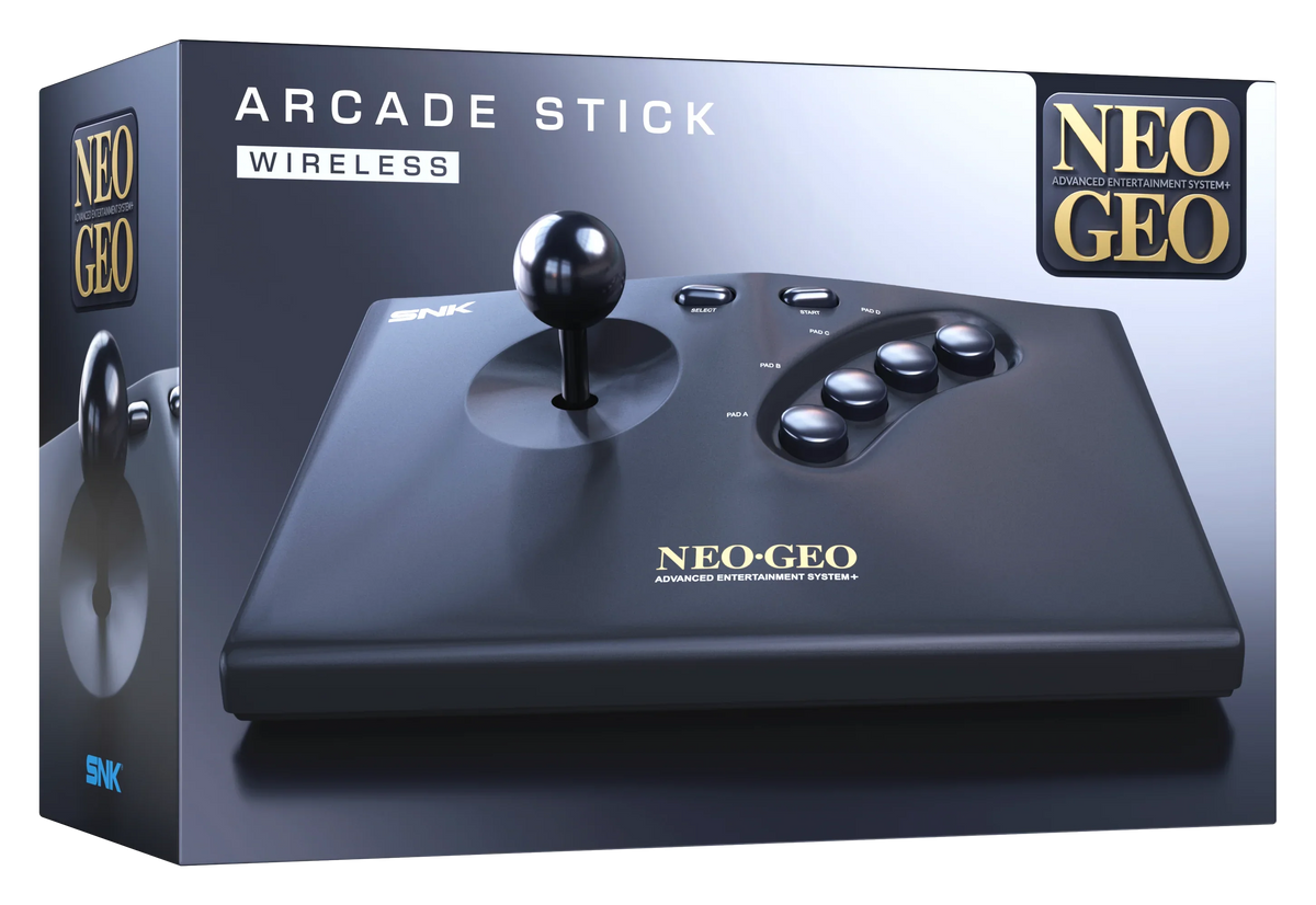 Bezprzewodowy joystick Neo Geo Arcade Stick do gier retro, czarny, z klasycznymi przyciskami i dżojstikiem