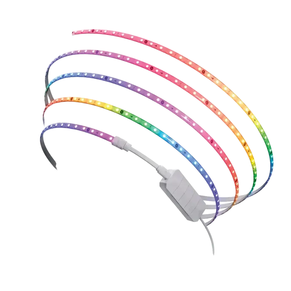 Kolorowa taśma LED RGB do personalizacji desk setupu, idealna dla home office
