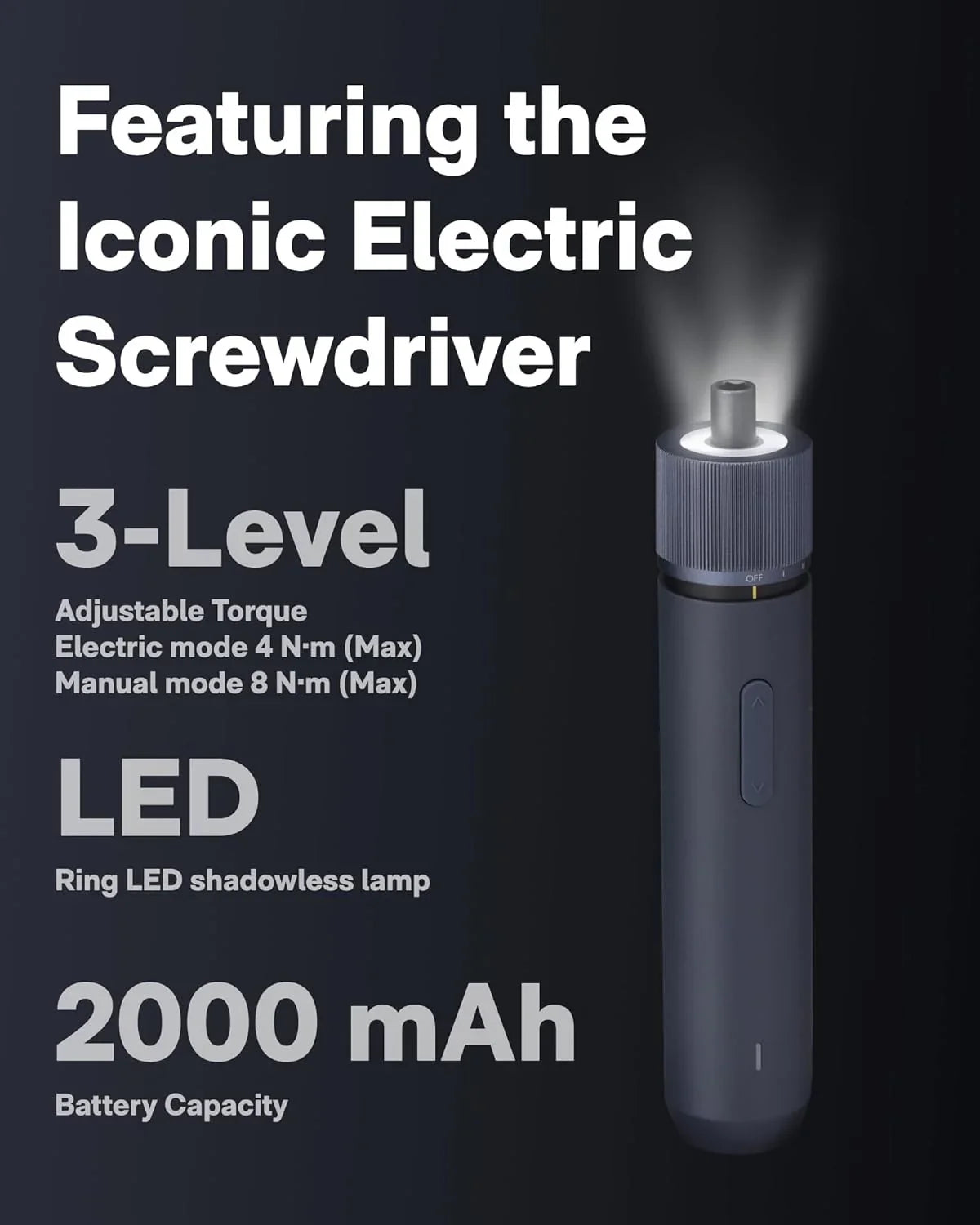Elektryczny śrubokręt z LED i 2000 mAh, idealny do biura domowego i personalizacji desk setupu