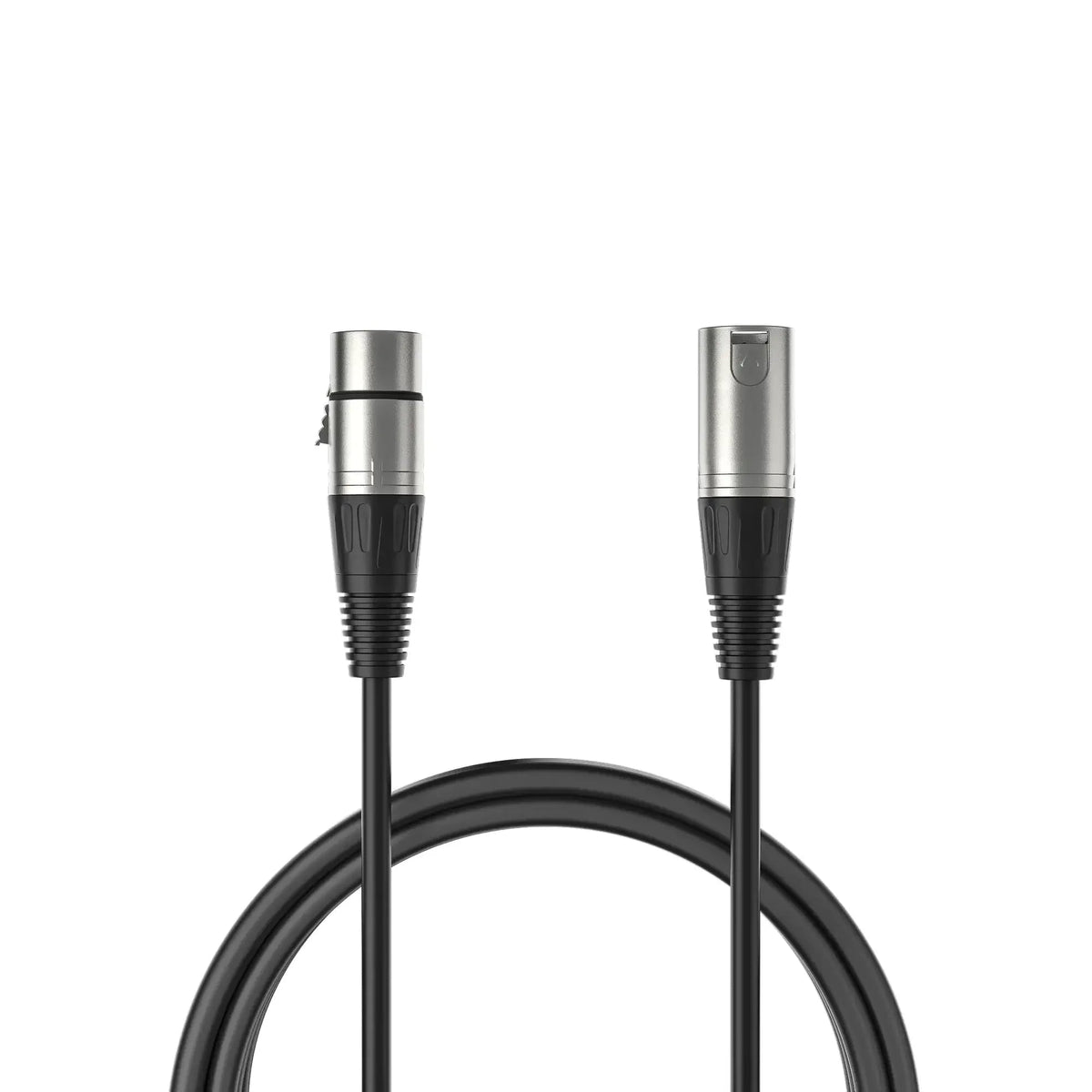 Czarny kabel XLR z metalowymi złączami do sprzętu audio