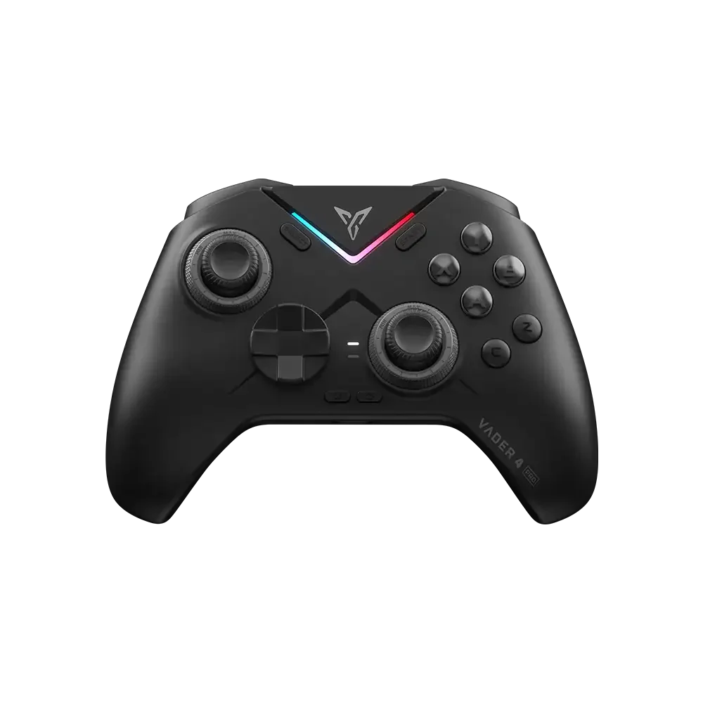 Czarny kontroler gier z RGB podświetleniem i ergonomicznym designem
