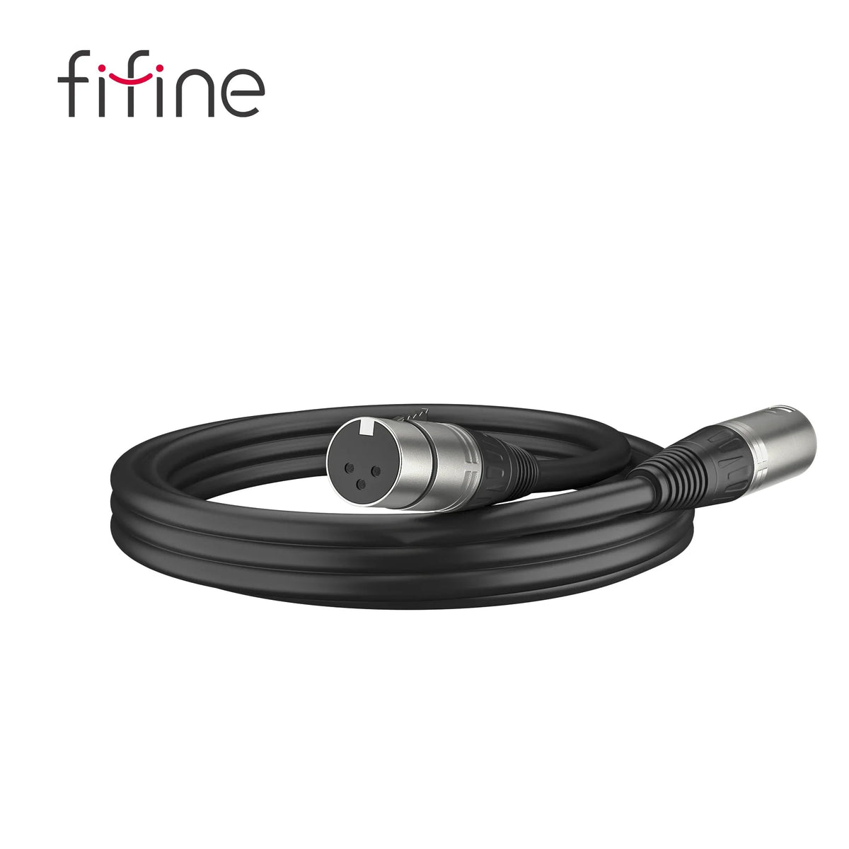 Czarny kabel XLR z srebrnymi wtyczkami, idealny do zestawu audio w home office