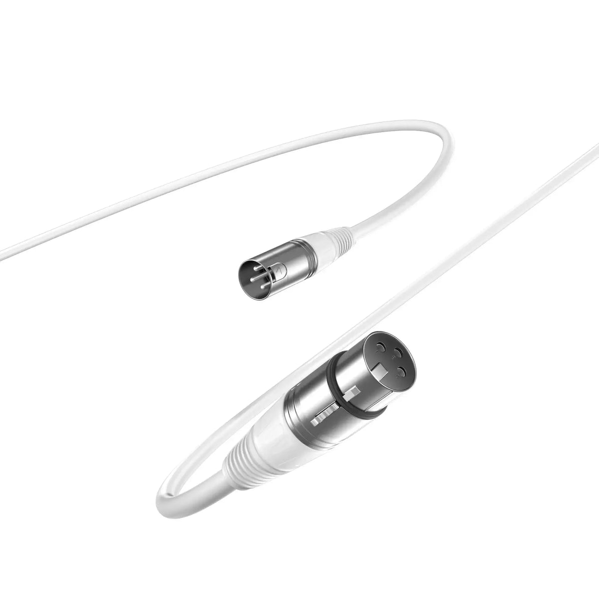Biały kabel XLR z metalowymi złączami do sprzętu audio