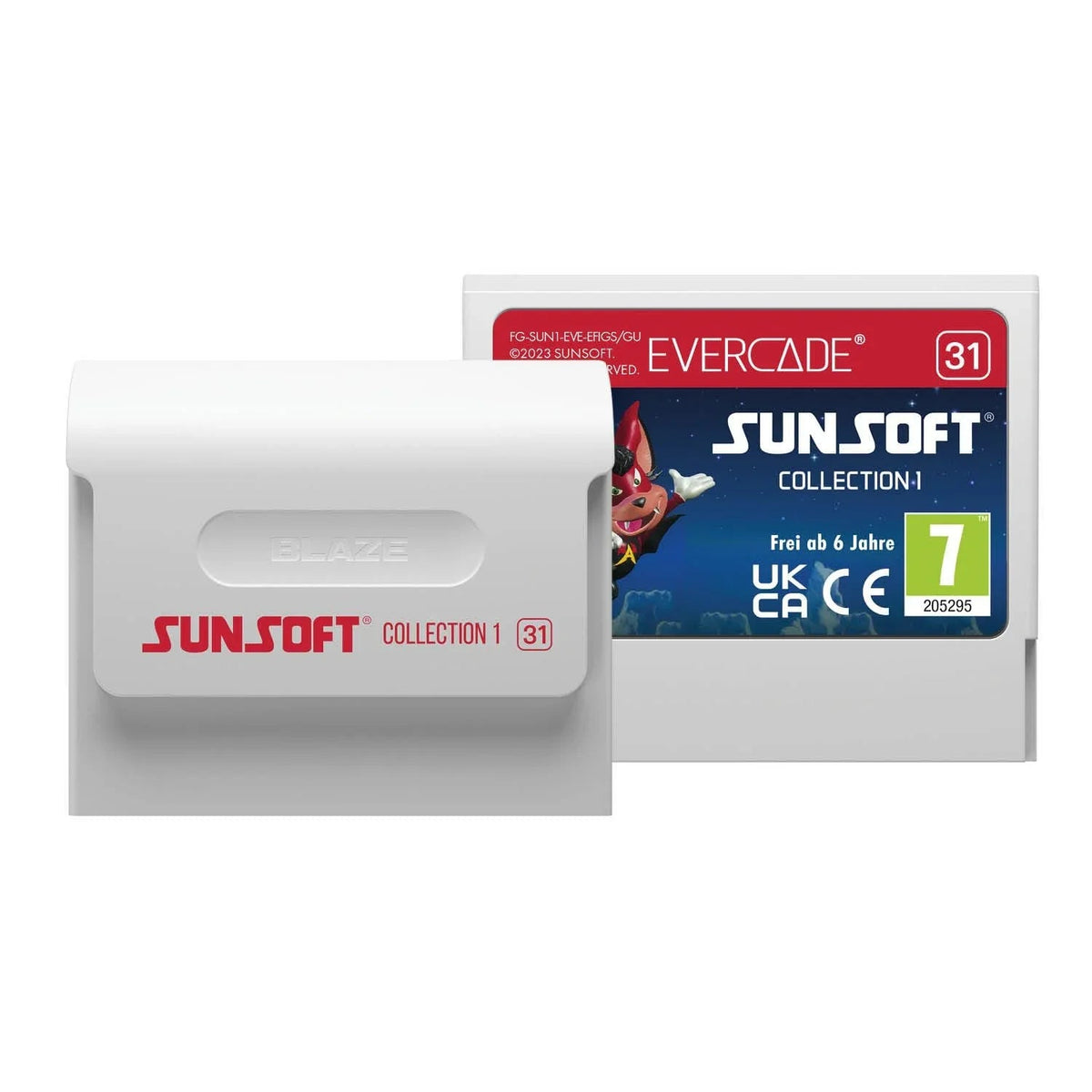 Karta gry Sunsoft Collection 1 dla Evercade, wersja Blaze, z oceną wiekową 7+