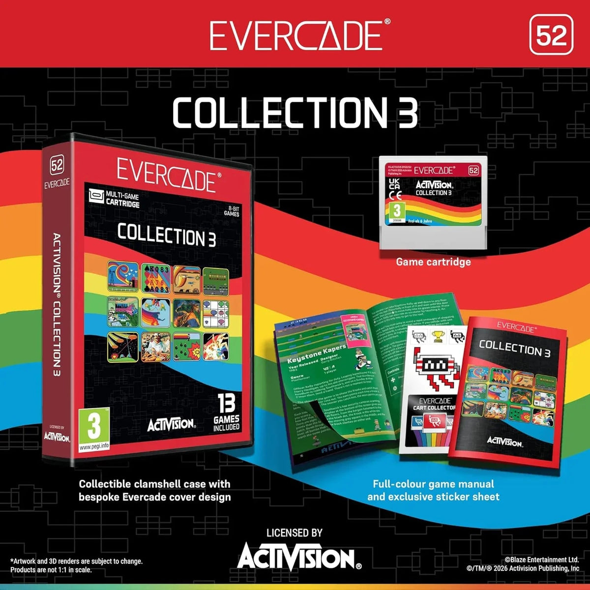 Evercade Collection 3 – 13 gier 8-bitowych w kolekcjonerskim pudełku z instrukcją i naklejkami