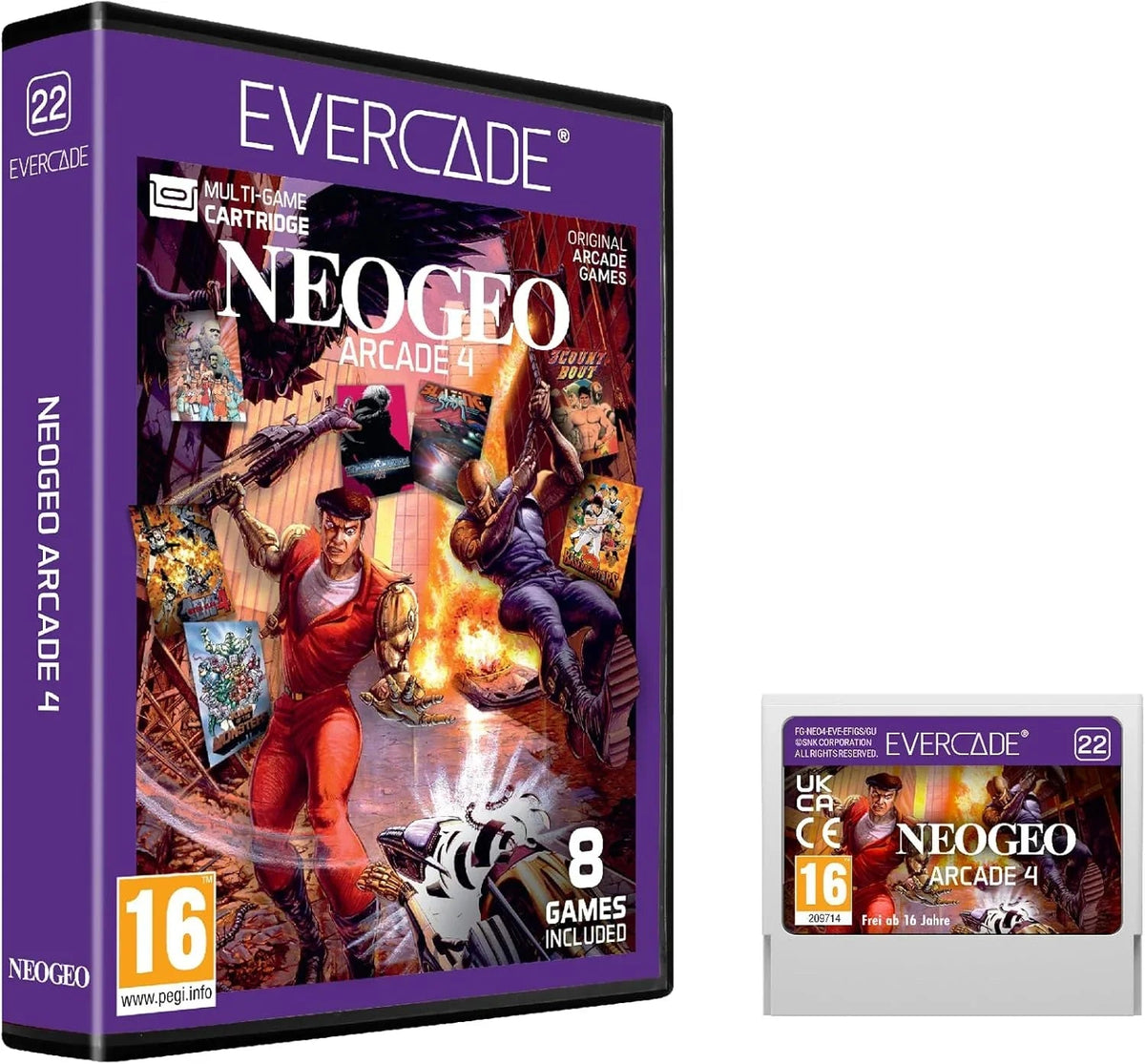 Evercade Neo Geo Arcade 4 – kasetka z 8 klasycznymi grami arcade, wiek 16+