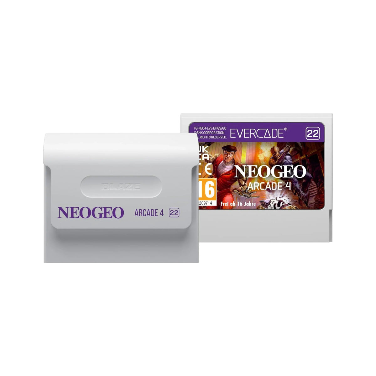 Karta gry Neo Geo Arcade 4 Evercade 22, biała, z etykietą i okładką