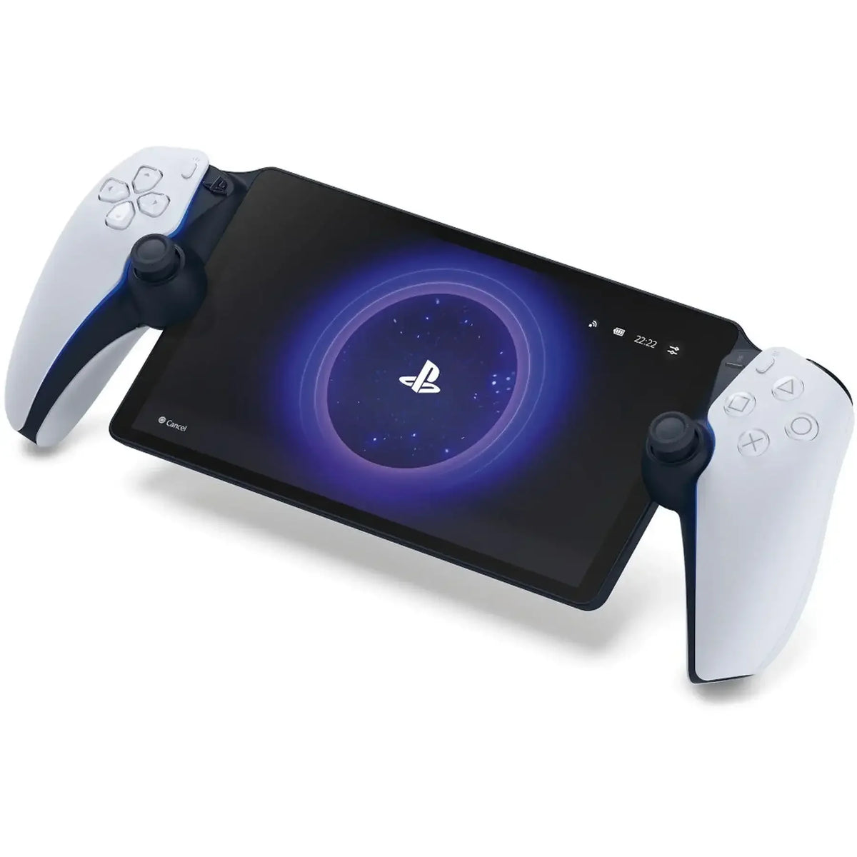 Biały kontroler PlayStation z ekranem, idealny do gier i rozrywki w domu