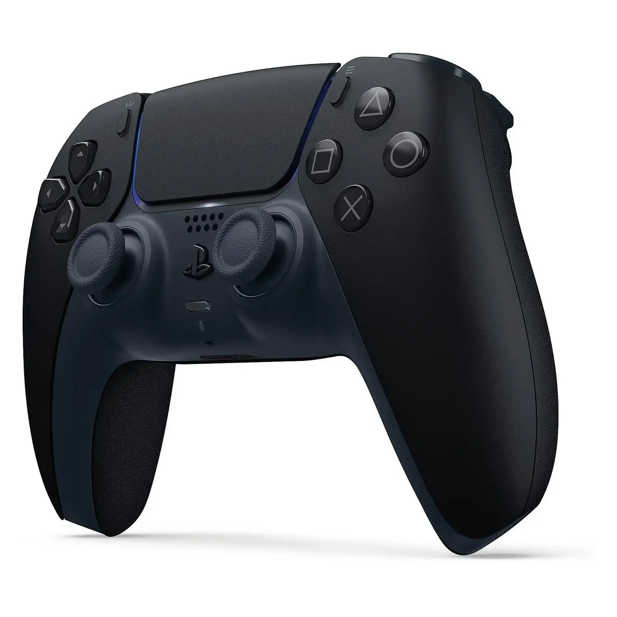 Czarny bezprzewodowy kontroler do gier z ergonomicznym designem i przyciskami PlayStation
