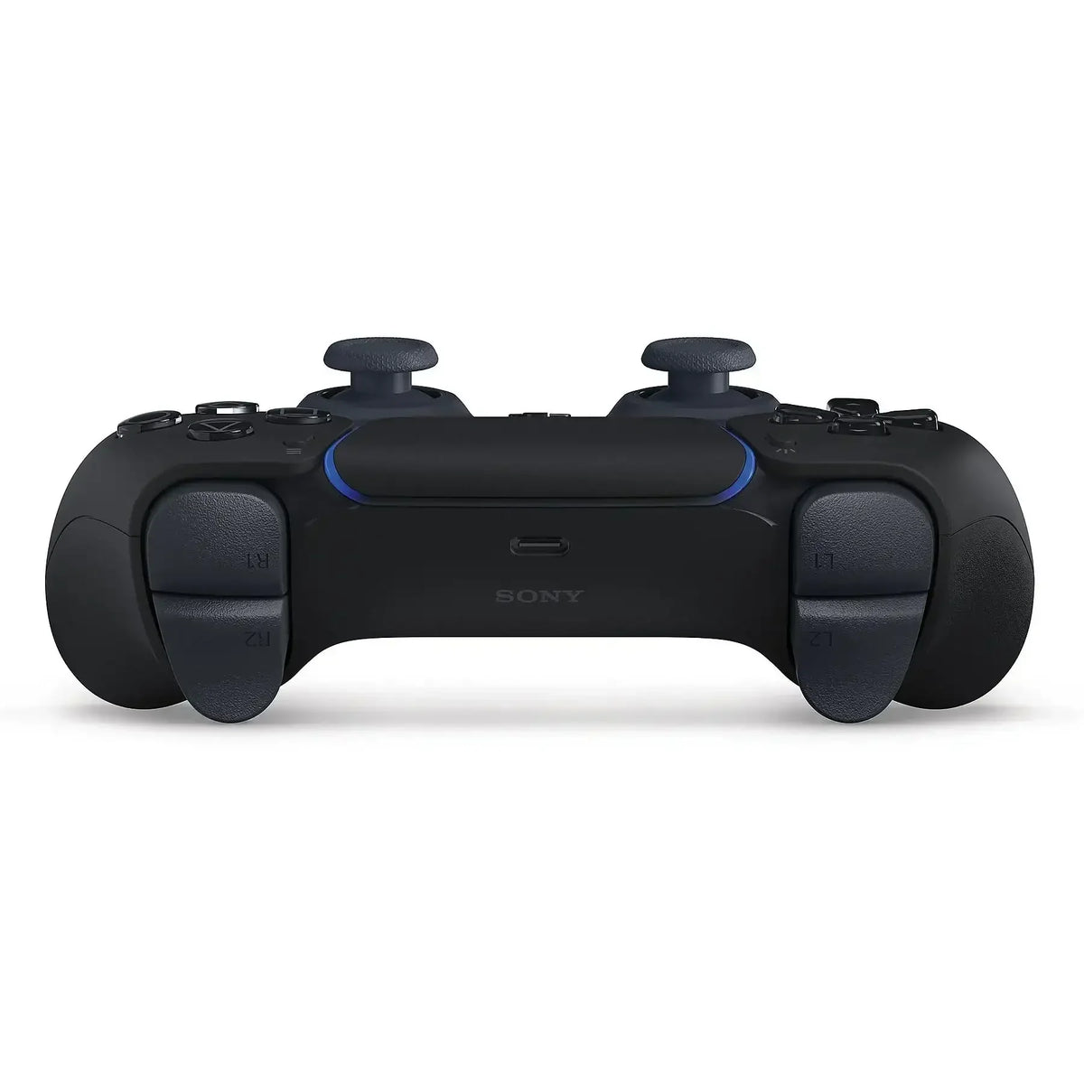 Czarny kontroler gier Sony z niebieskim akcentem, idealny do komfortowej rozgrywki