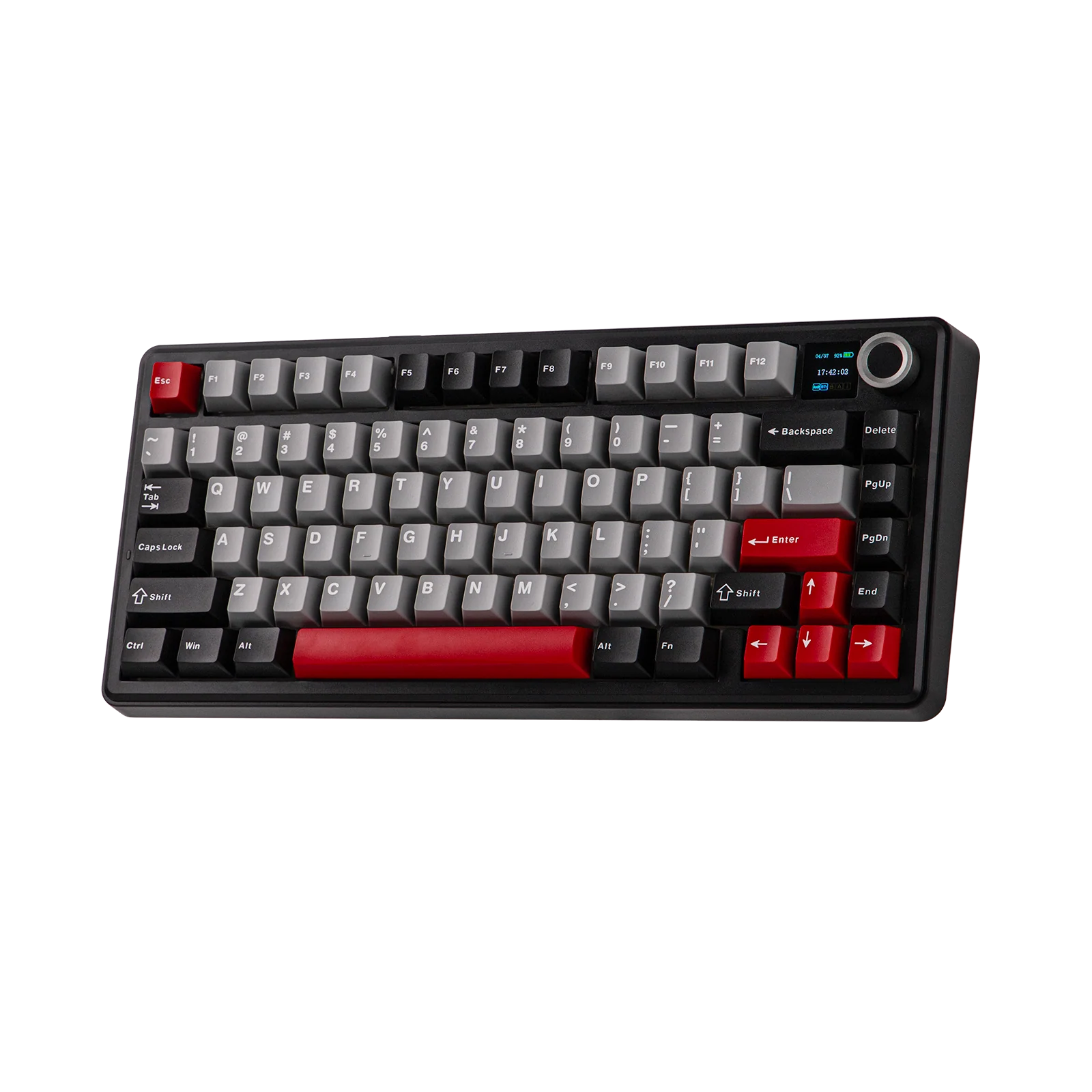 AULA - F75 MAX - Gasket-Mounted Hot-Swappable Tri-Mode Mechanical Keyboard with TFT Screen - Black + Red