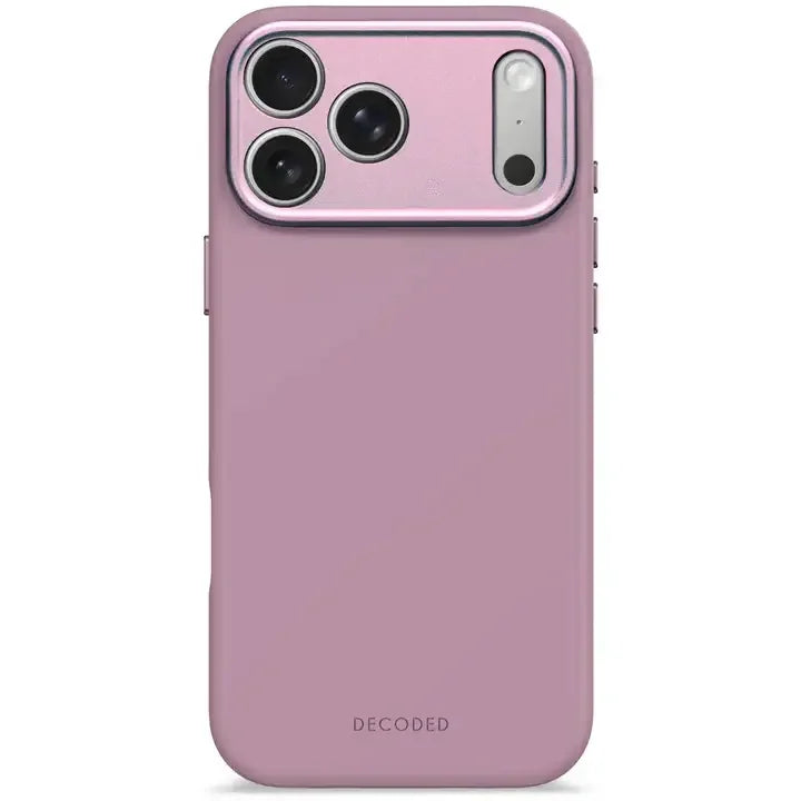 Różowy etui na telefon z widocznym logo DECODED, idealne do stylowego Home Office