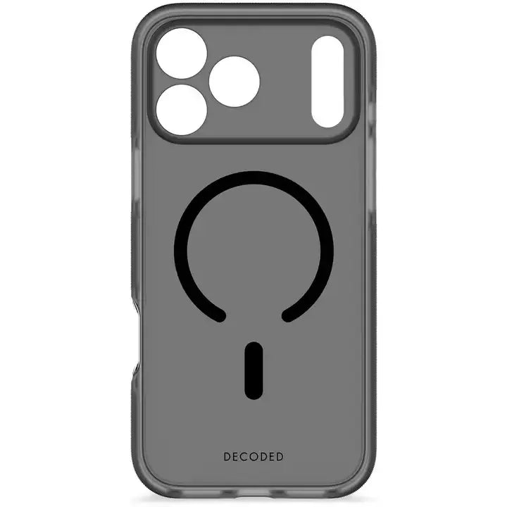 Przezroczyste etui na iPhone z magnetycznym uchwytem MagSafe i logo DECODED