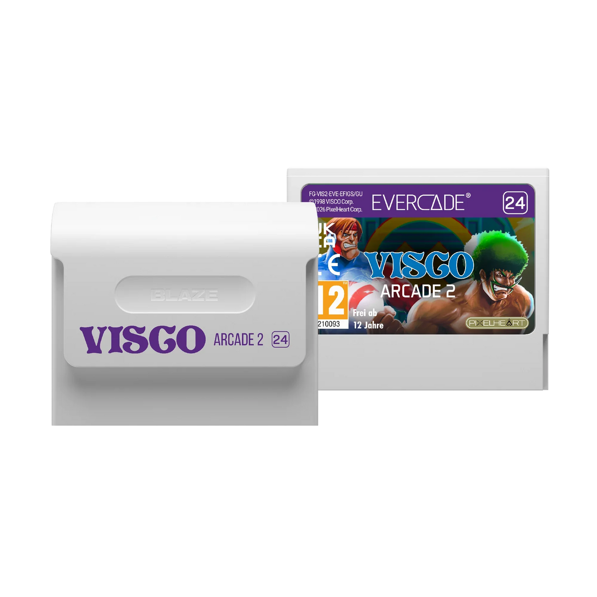 Karta gry Visco Arcade 2 dla Evercade, wersja 24, z postaciami z gier akcji