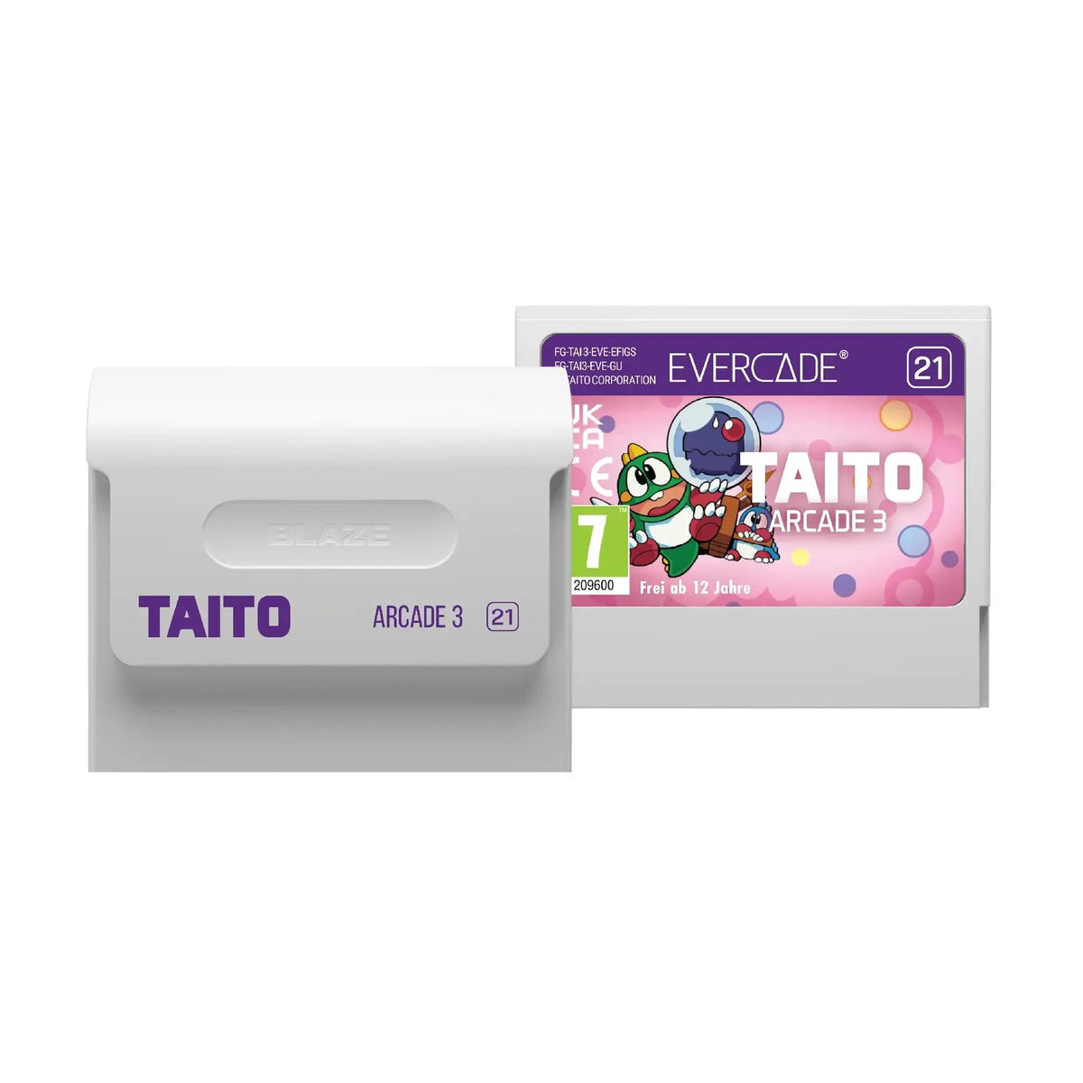 Karta gry Taito Arcade 3 dla Evercade, wersja 21 z kolorowym etykiety i postaciami
