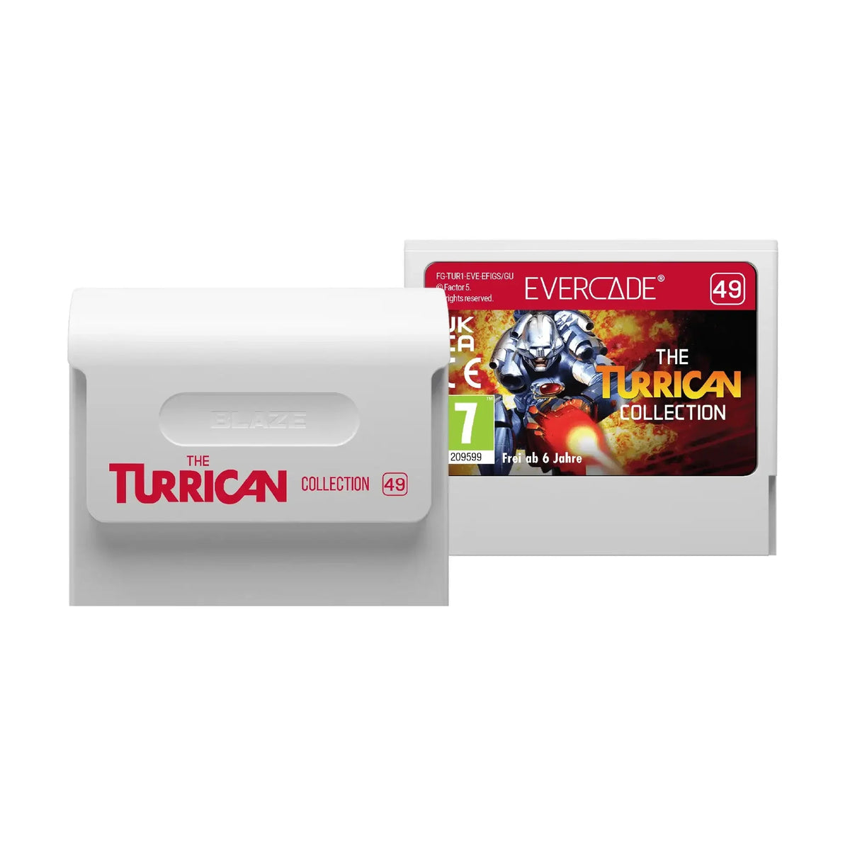 Karta gry Evercade The Turrican Collection 49 z obudową Blaze, idealna dla fanów retro gamingu