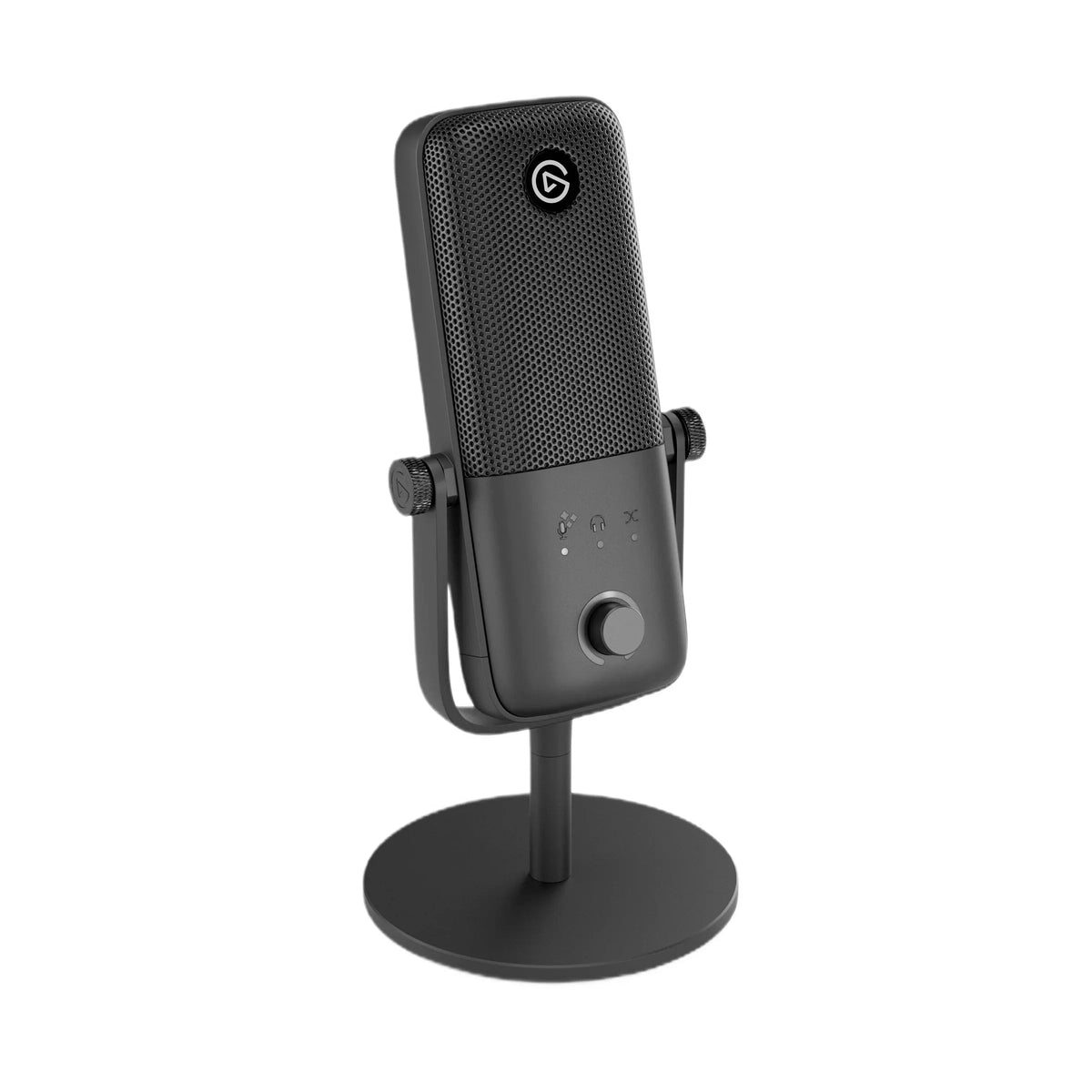 Czarny mikrofon do streamowania i nagrywania, idealny do home office i desk setupu