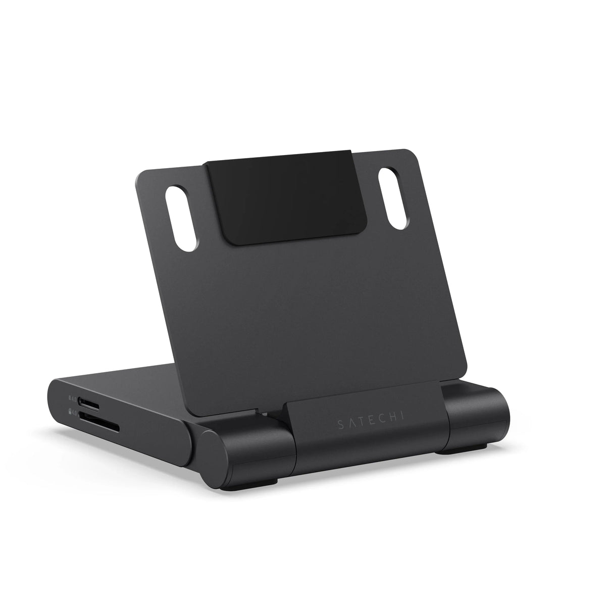 Czarny stojak Satechi z portami USB-C i czytnikiem kart do biurka w Home Office