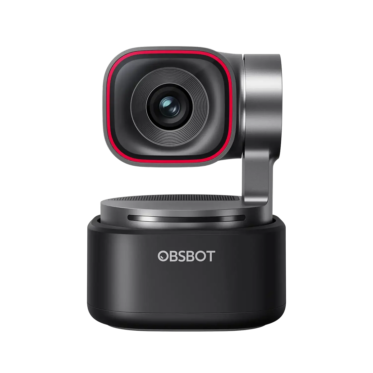 OBSBOT kamera internetowa z czerwonym obramowaniem obiektywu, idealna do home office i streamingu