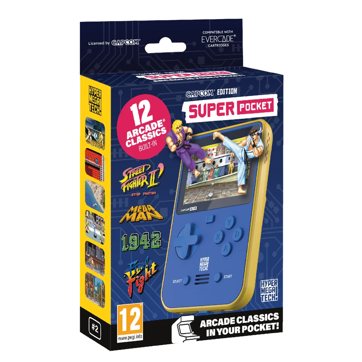 Super Pocket Capcom Edition – konsola z 12 klasycznymi grami arcade, kompatybilna z Evercade, idealna dla fanów retro gamingu
