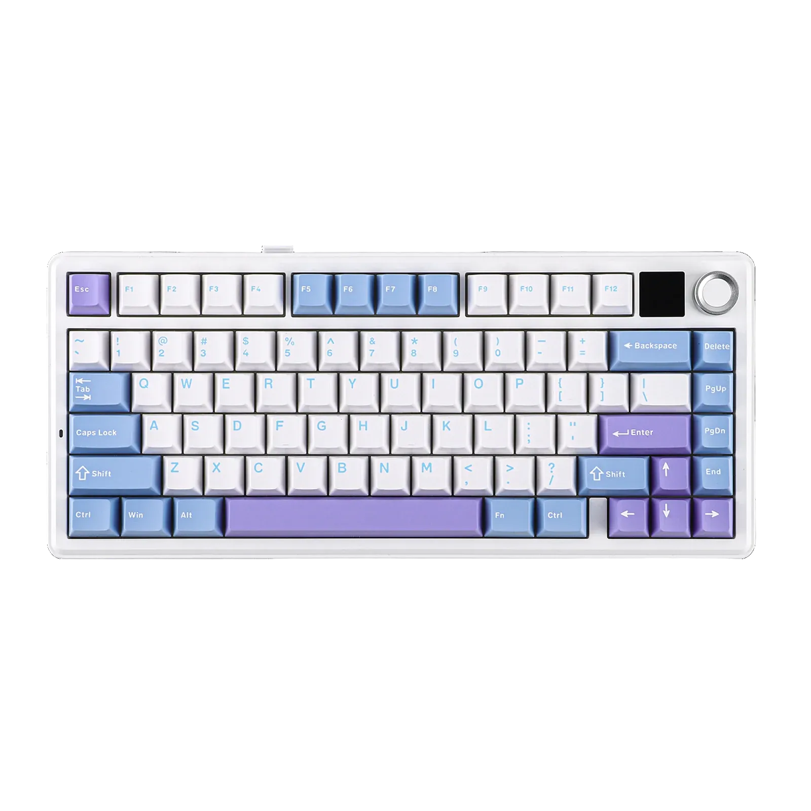 AULA - F75 MAX - Gasket-Mounted Hot-Swappable Tri-Mode Mechanical Keyboard with TFT Screen - White + Blue