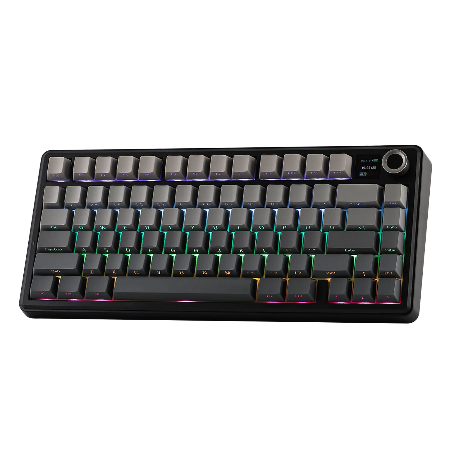 AULA - F75 MAX - Gasket-Mounted Hot-Swappable Tri-Mode Mechanical Keyboard with TFT Screen - Gradient Grey Side-Engraved