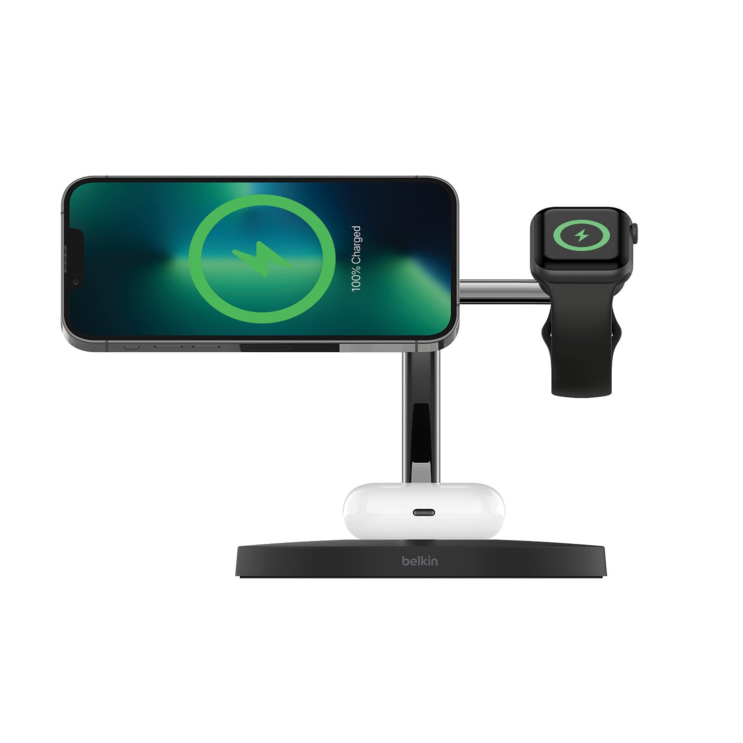 Belkin - BoostCharge Pro 3-in-1 Wireless Charger with Official MagSafe Charging 15W