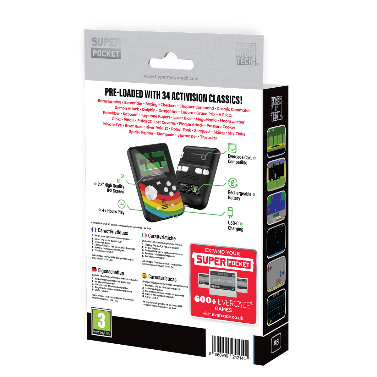 Evercade - Hyper Mega Tech Super Pocket Activision Edition Retro Console with Game Set