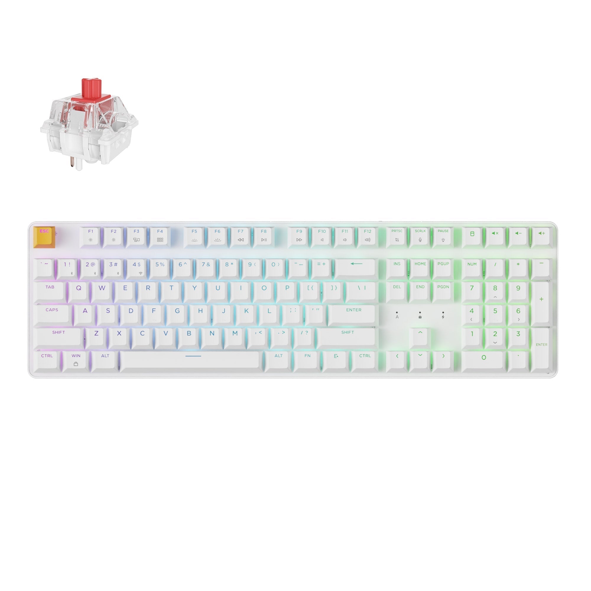 Keychron J5 QMK Wireless Custom Mechanical Keyboard RGB Backlight White Keychron Super Red