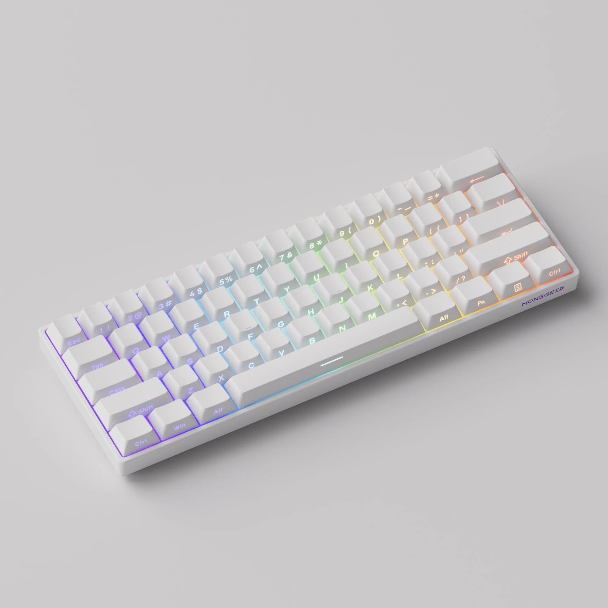 MonsGeek - FUN60 Pro HE Side-Printed Shine-Through White - Wired Magnetic Keyboard