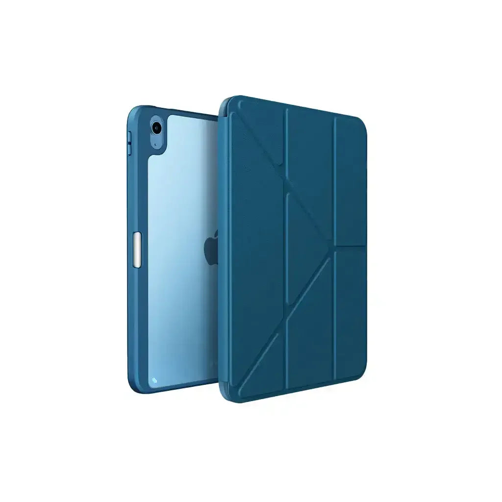 Niebieskie etui ochronne na iPad Air 5. generacji, widok z tyłu i z przodu