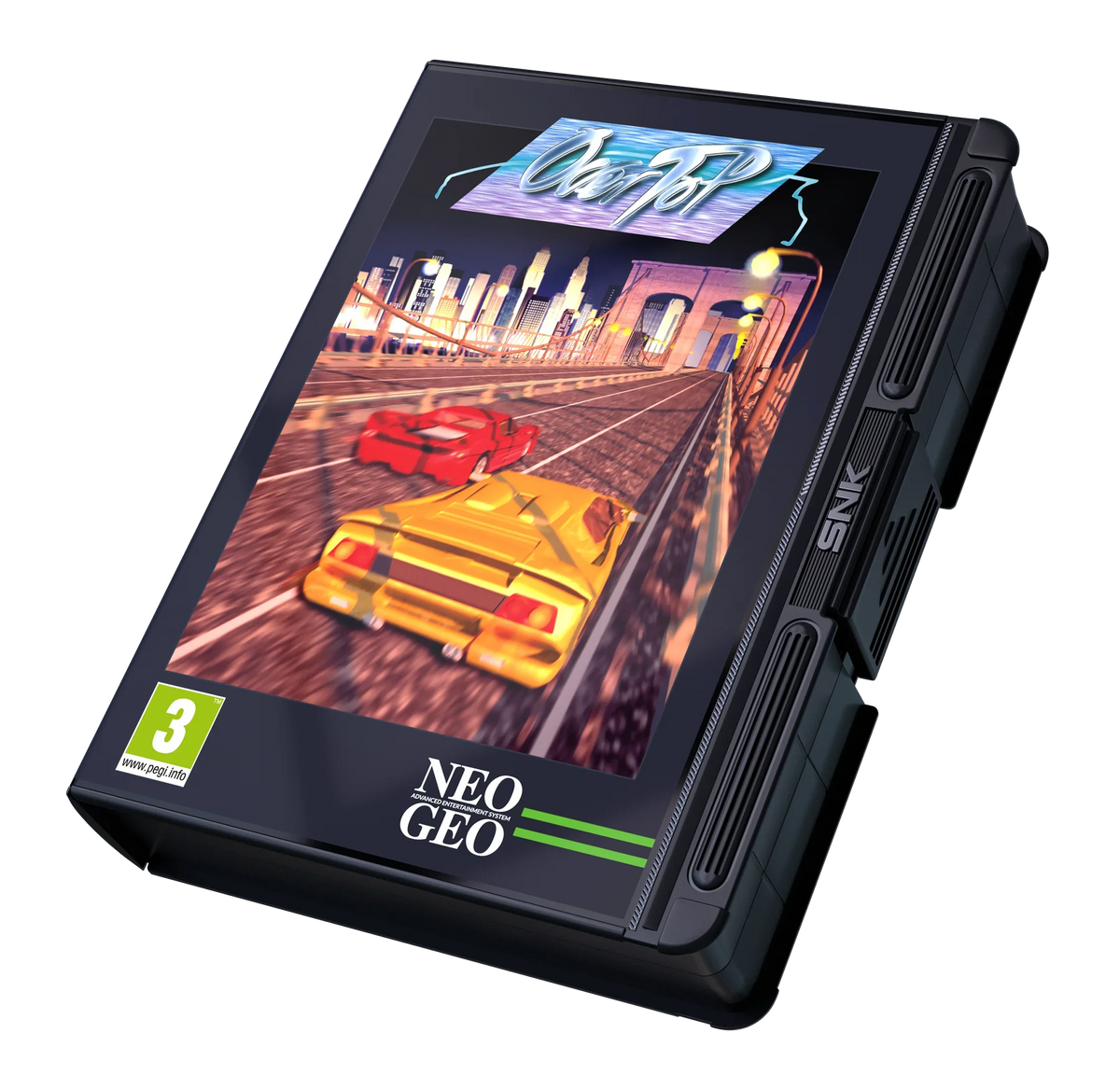 Karta gry Neo Geo Over Top z wyścigami samochodowymi, PEGI 3, idealna dla fanów retro gamingu
