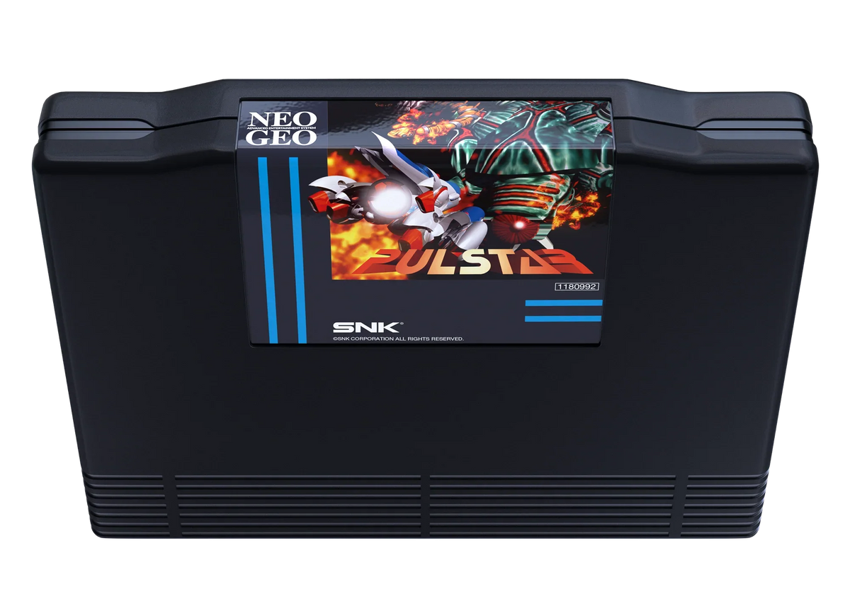 Karta gry Neo Geo Pulstar do konsoli SNK, czarna, z grafiką robotów i ognia