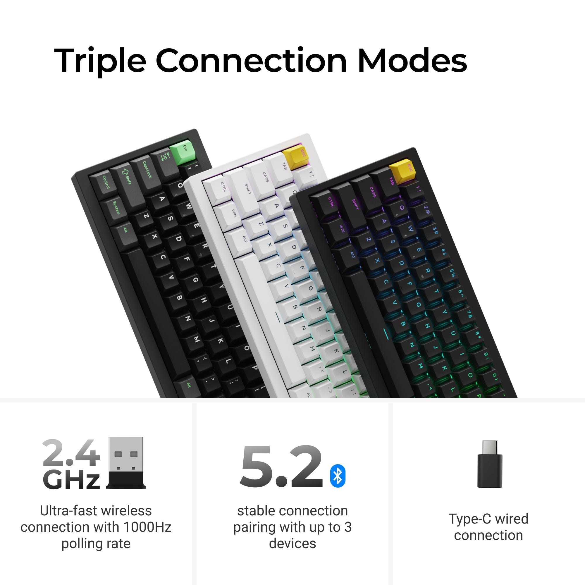 Lemokey P2 HE Triple Connection Modes