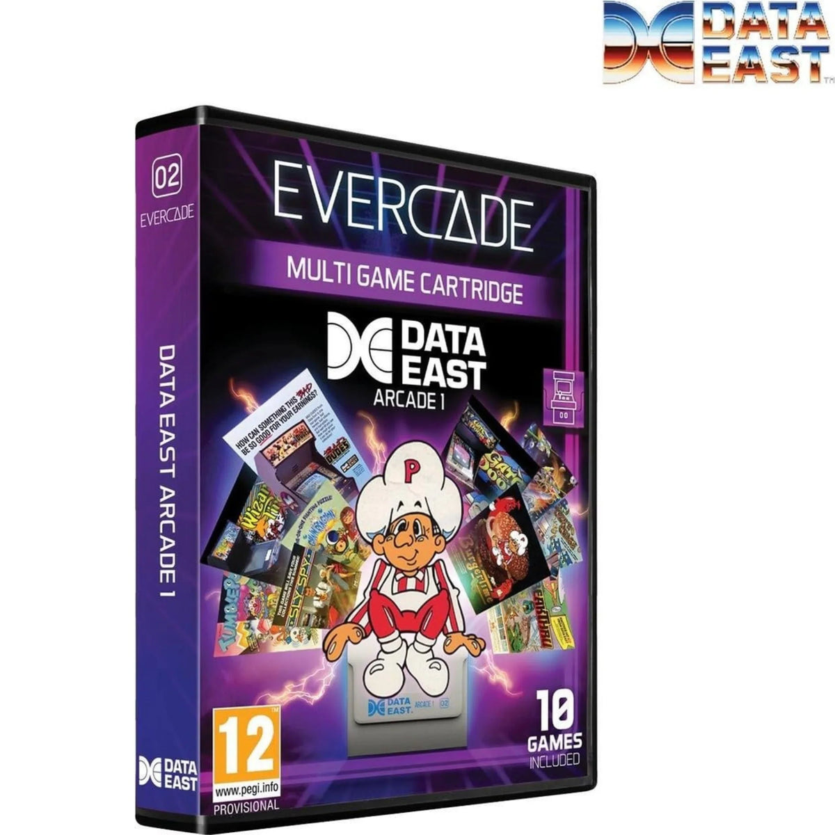Data East Arcade 1 – kasetka z 10 klasycznymi grami arcade, w tym BurgerTime, dla konsoli Evercade