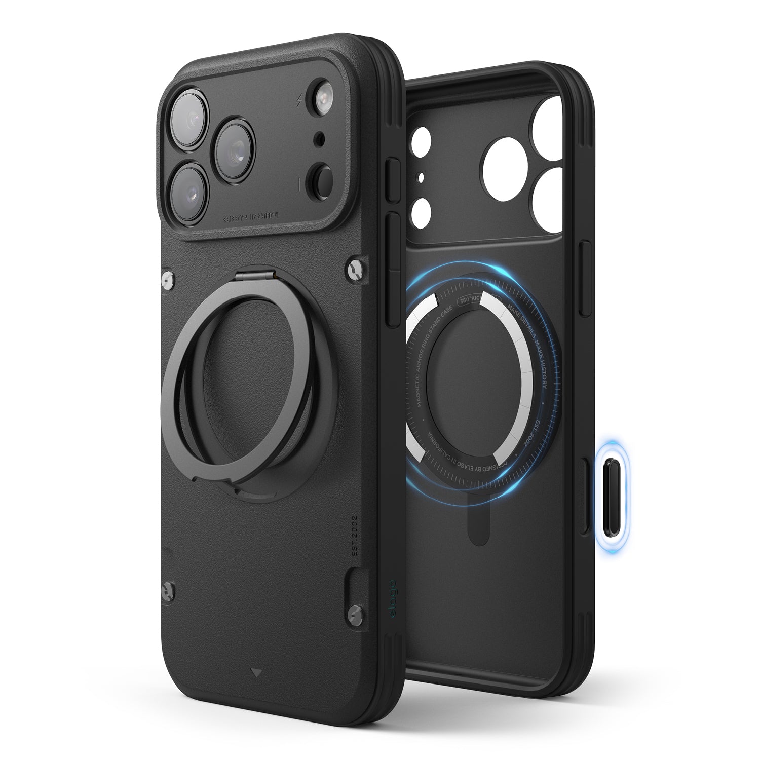 Elago - Magnetic Armor Case for iPhone 17 Pro/Pro Max with Ring Stand