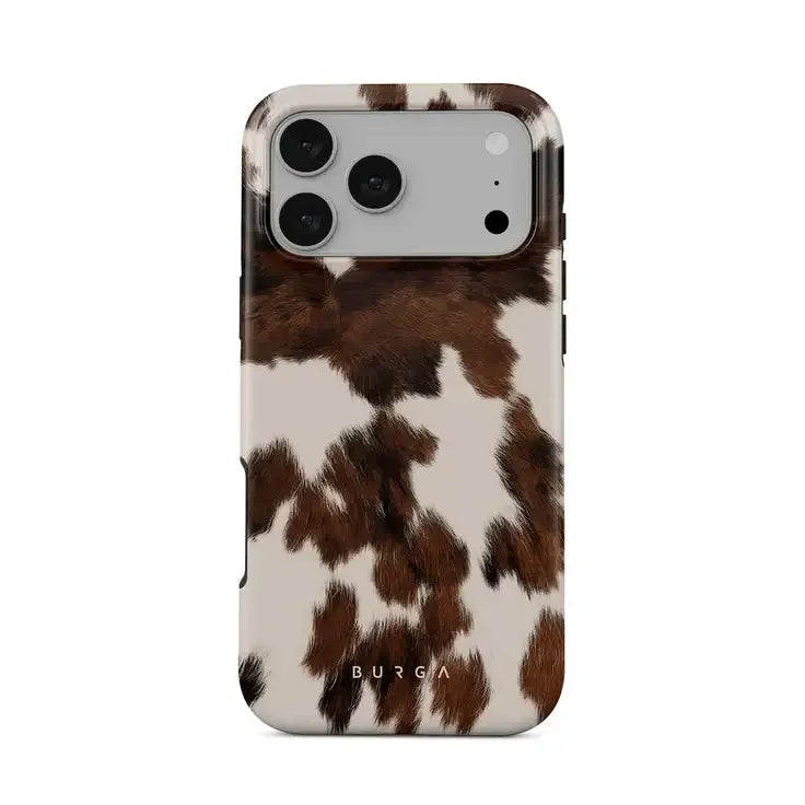 Etui na telefon z wzorem skórki krowiej, idealne do stylowego home office