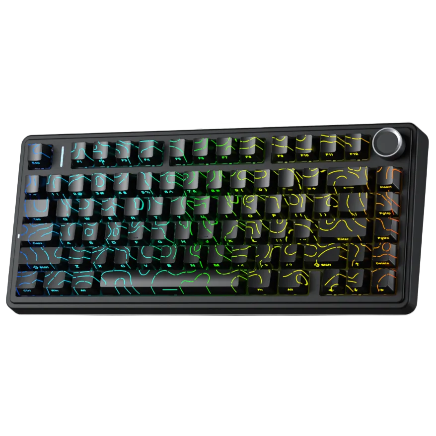 AULA - F75 - Gasket-Mounted Triple Modes Wireless Mechanical Keyboard - Black Countour