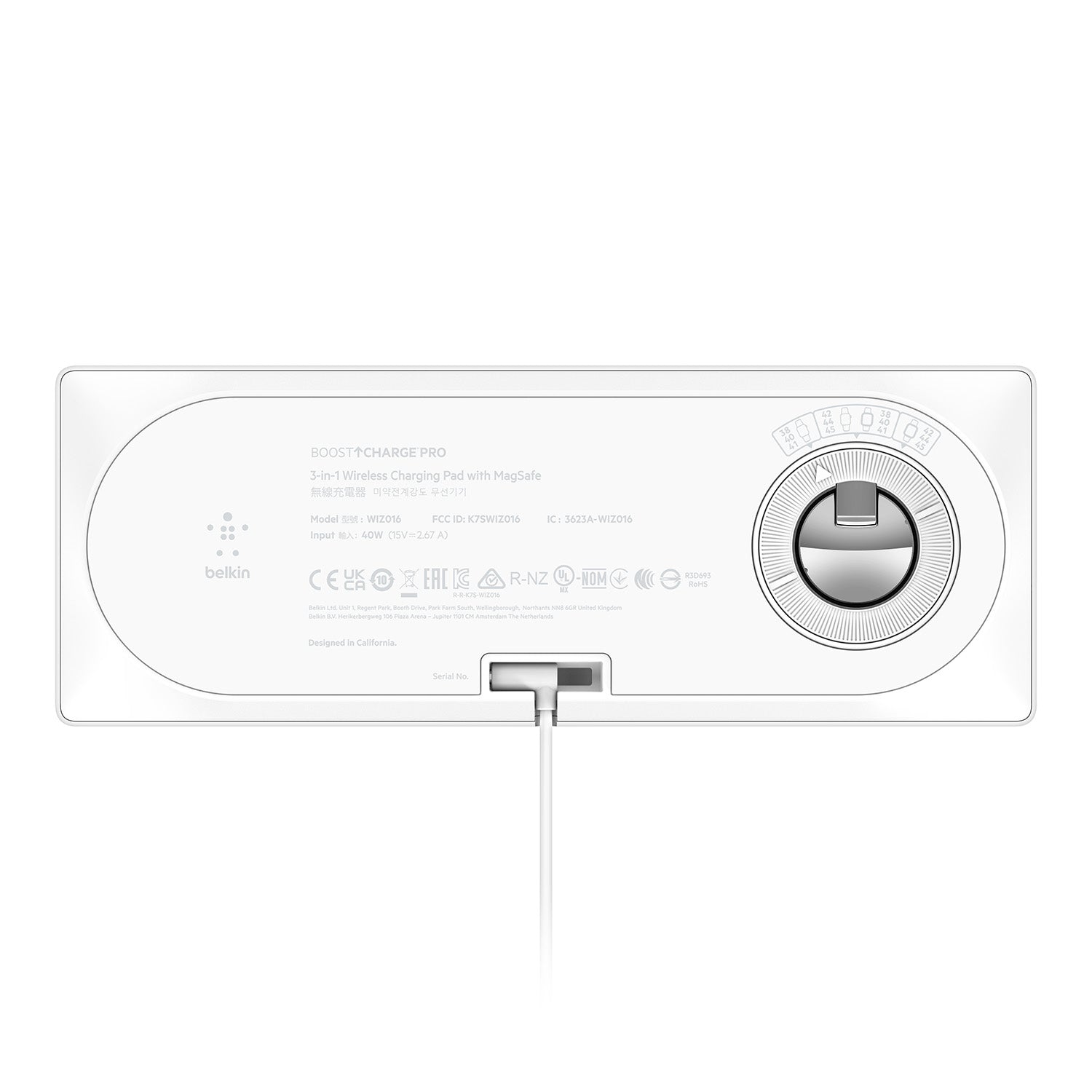 Belkin - BoostCharge Pro 3-in-1 Wireless Charging Pad with Official MagSafe Charging 15W