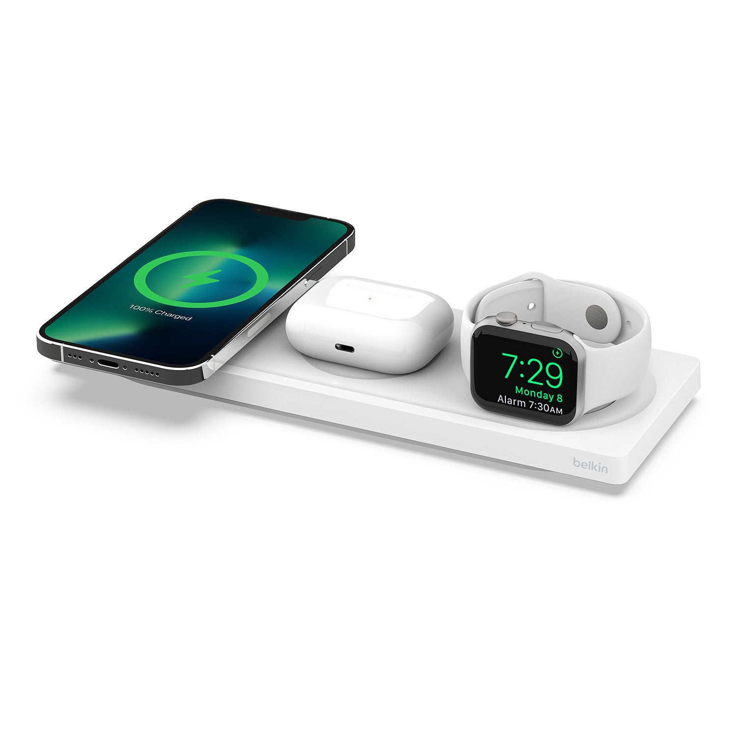 Belkin - BoostCharge Pro 3-in-1 Wireless Charging Pad with Official MagSafe Charging 15W