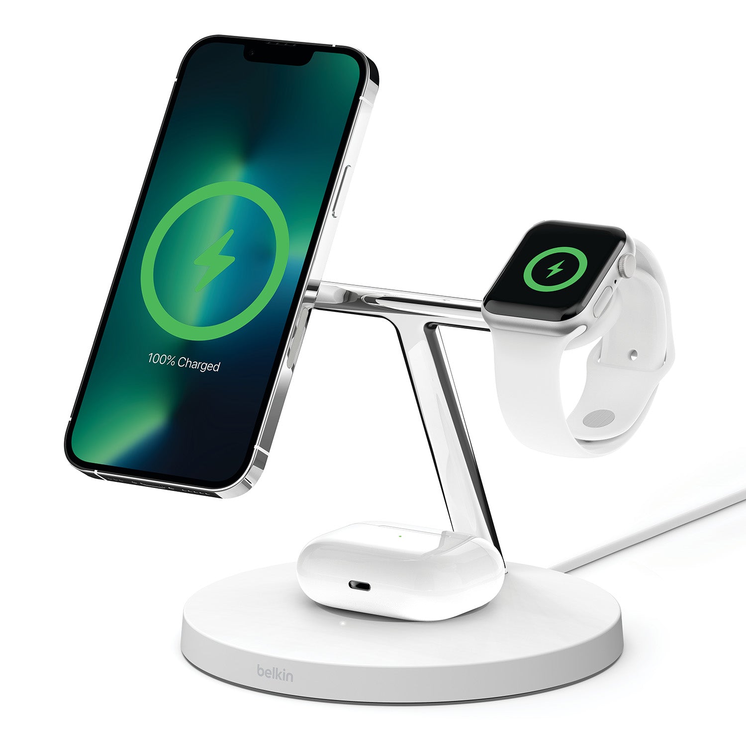 Belkin - BoostCharge Pro 3-in-1 Wireless Charger with Official MagSafe Charging 15W