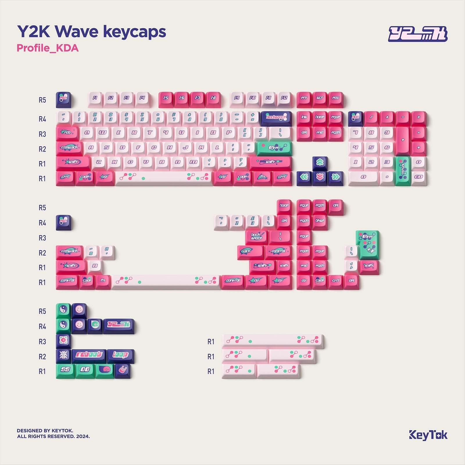 KeyTok - Y2K KDA  Dye-sub PBT Keycaps