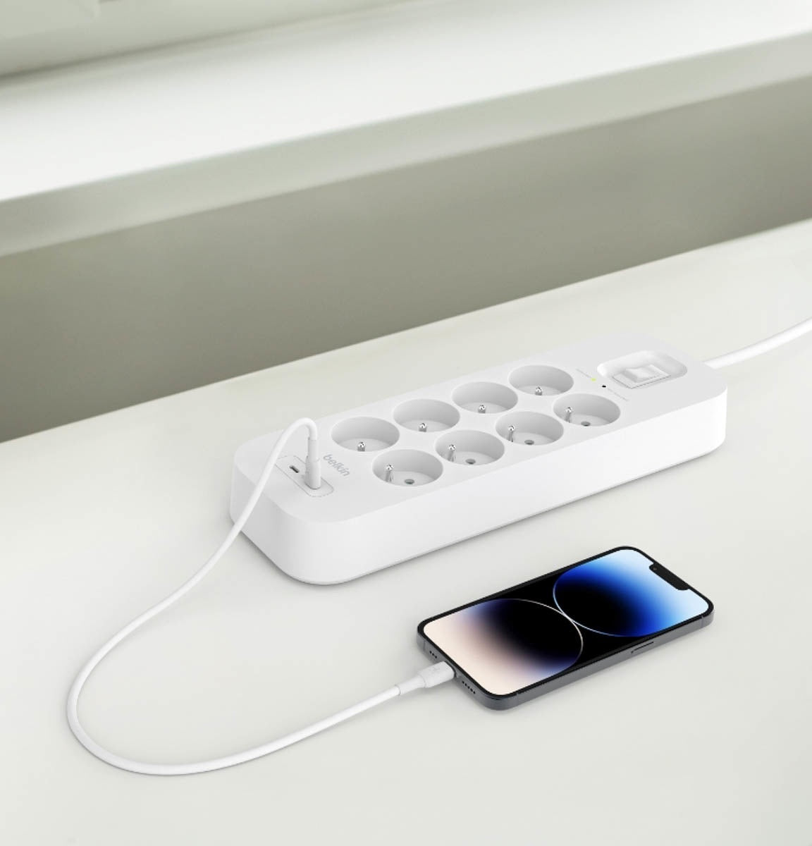 Belkin - Power Strip, 8-sockets + 2xUSB-C 900J, 2m