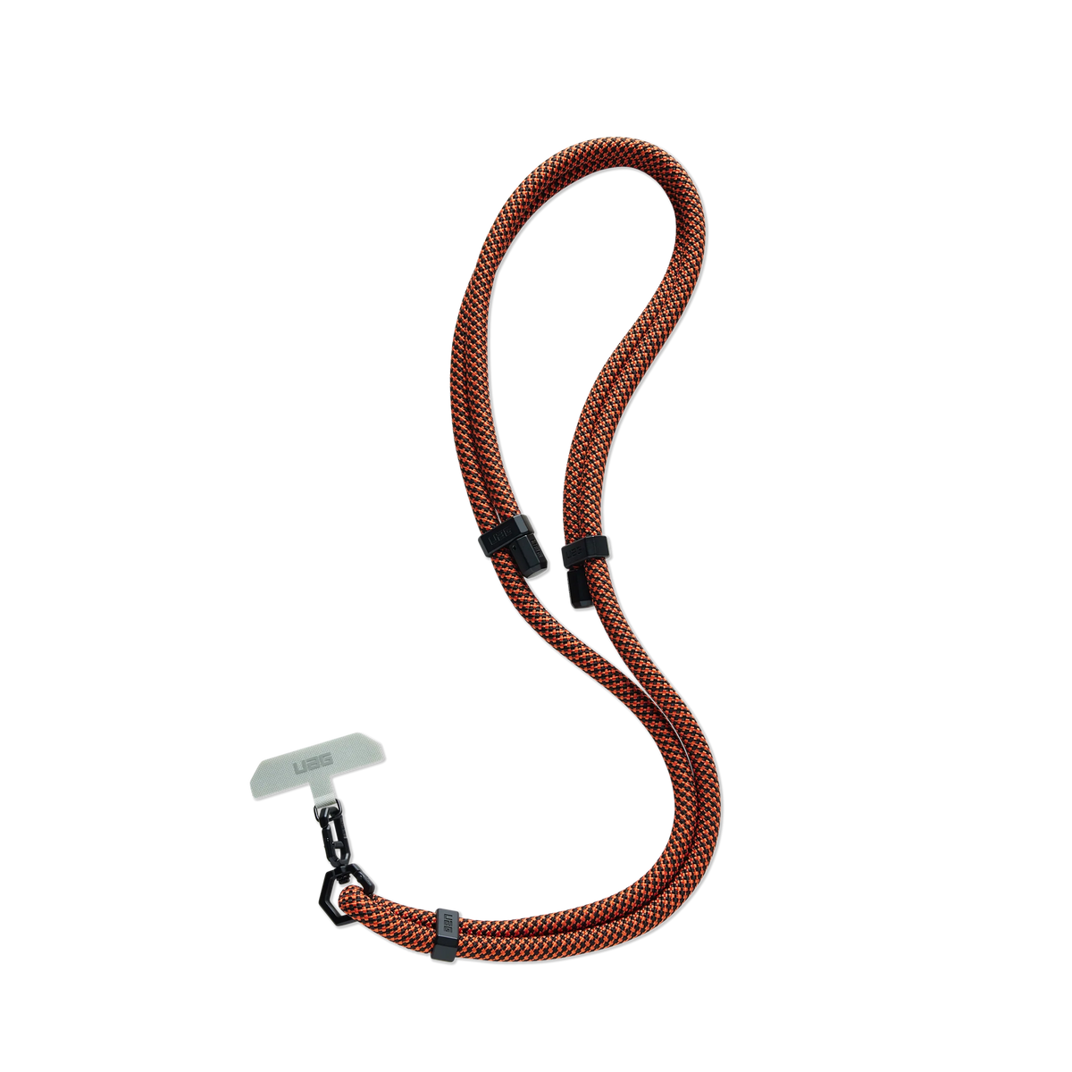 Pomarańczowy lanyard UBG z pętlą i klipsem, idealny do akcesoriów biurowych i desk setupu