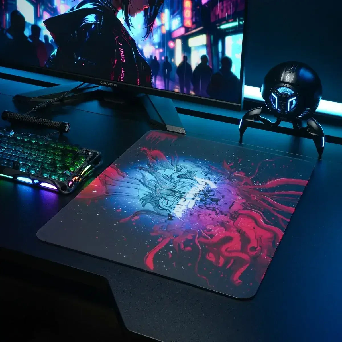 Kolorowa mata pod mysz z motywem kosmicznym, idealna do desk setupu i pracy w home office