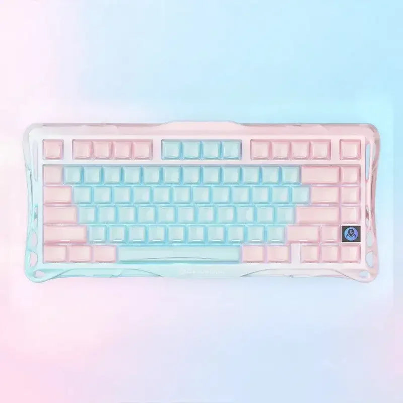 Mechaniczna klawiatura w pastelowych kolorach z personalizowanymi keycapami do home office