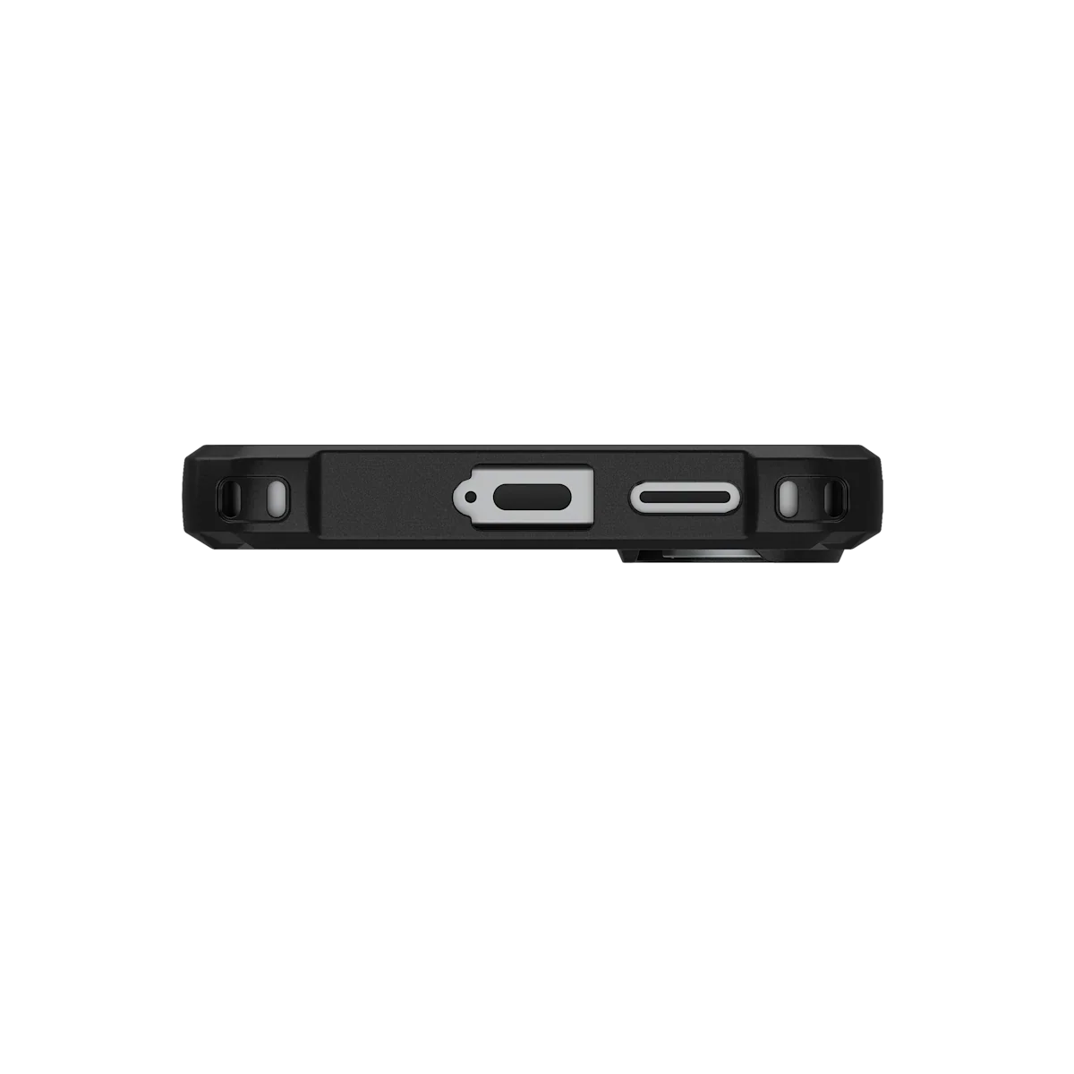 Czarny stojak do telefonu z portami USB-C i microUSB, idealny do home office