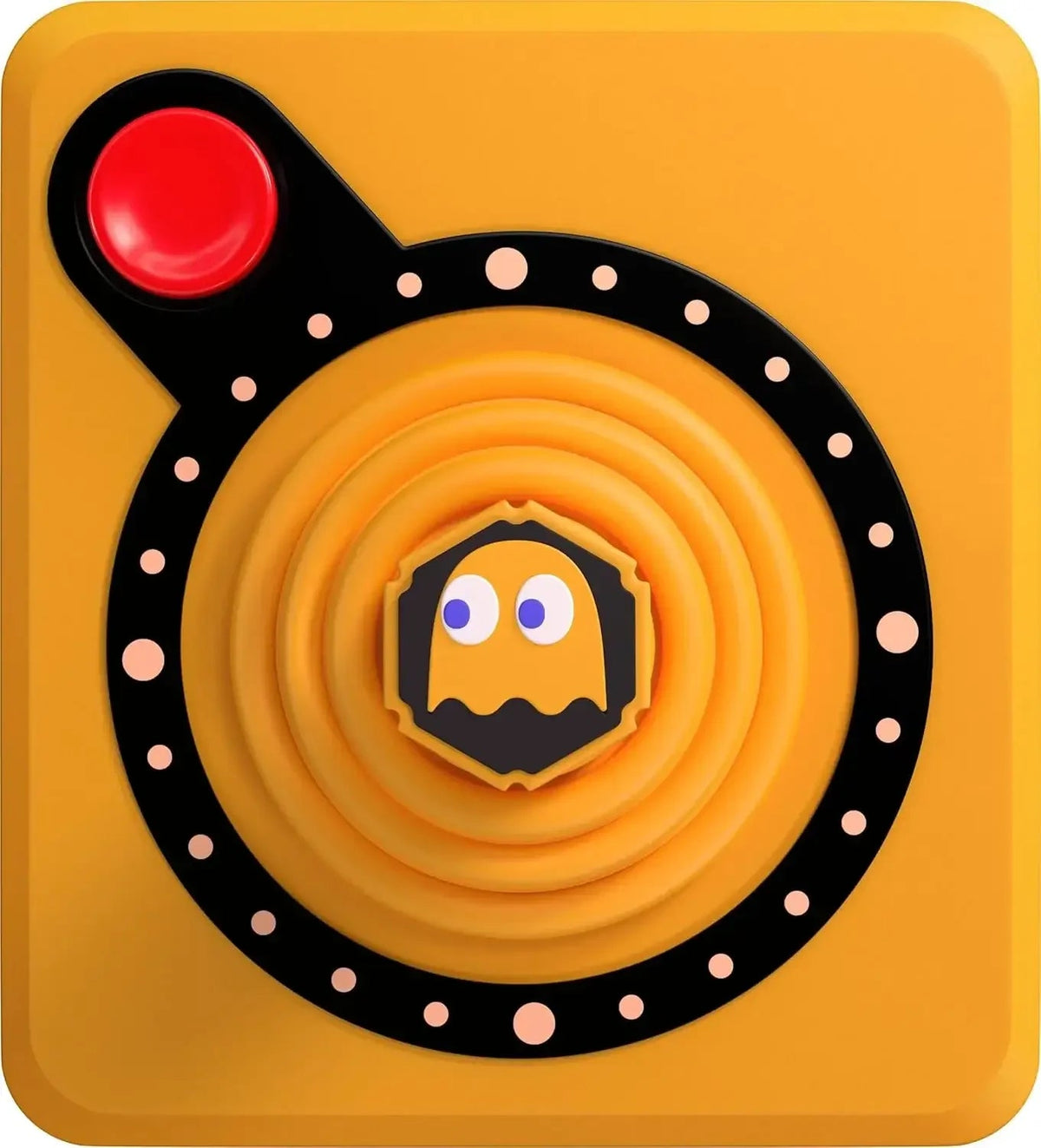 Żółty fidget spinner Pac-Man z czerwonym przyciskiem, idealny do biurka w Home Office