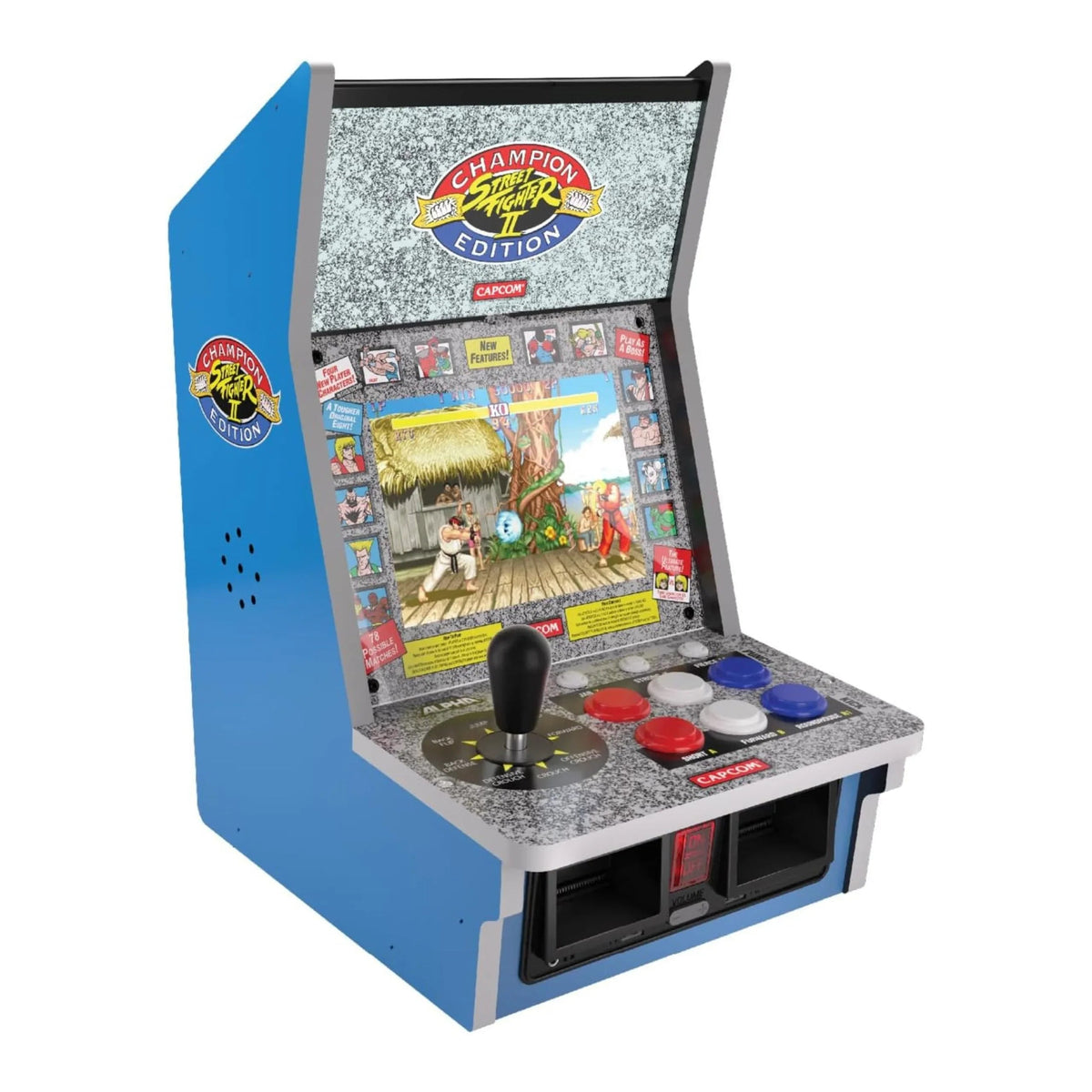 Mini automat do gier Street Fighter II Champion Edition z dżojstikiem i przyciskami, idealny do domowego biura