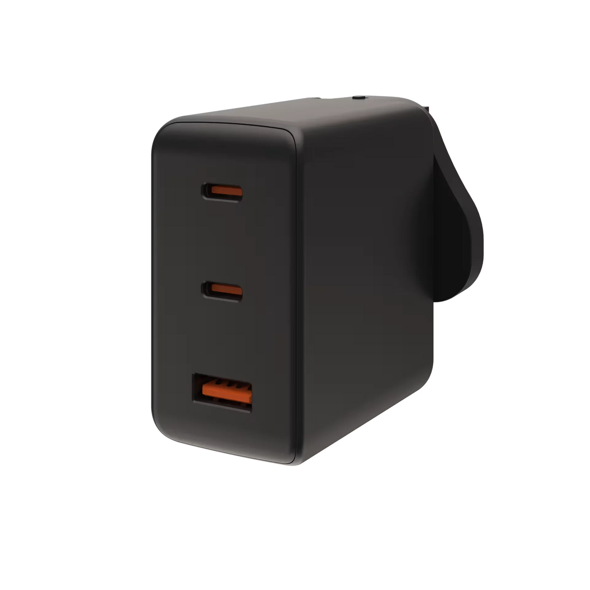 Czarna ładowarka USB z trzema portami, idealna do biurka w domu